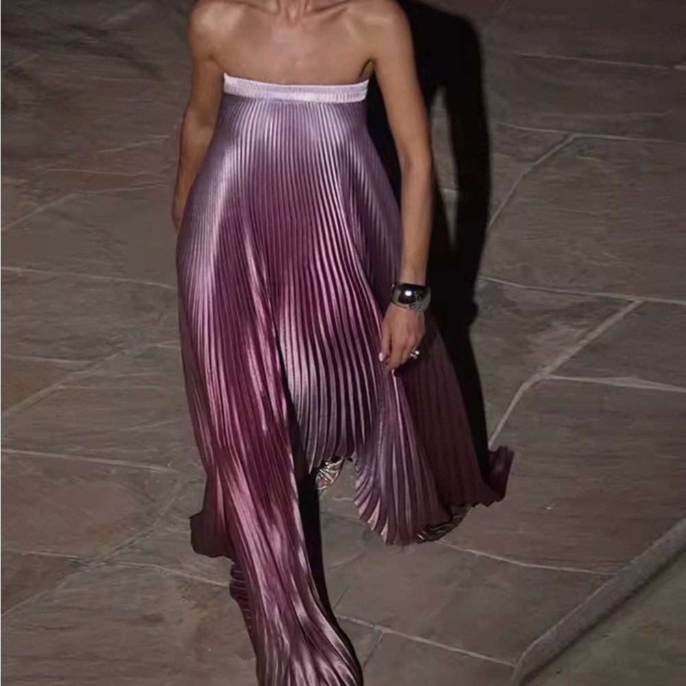 Elegant Strapless Pink Ombre Dress